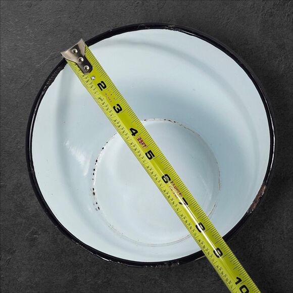 Vintage Enamel “Glace 33 Grand Hotel” Ice Bucket White Black Rim Barware - Picture 10 of 10